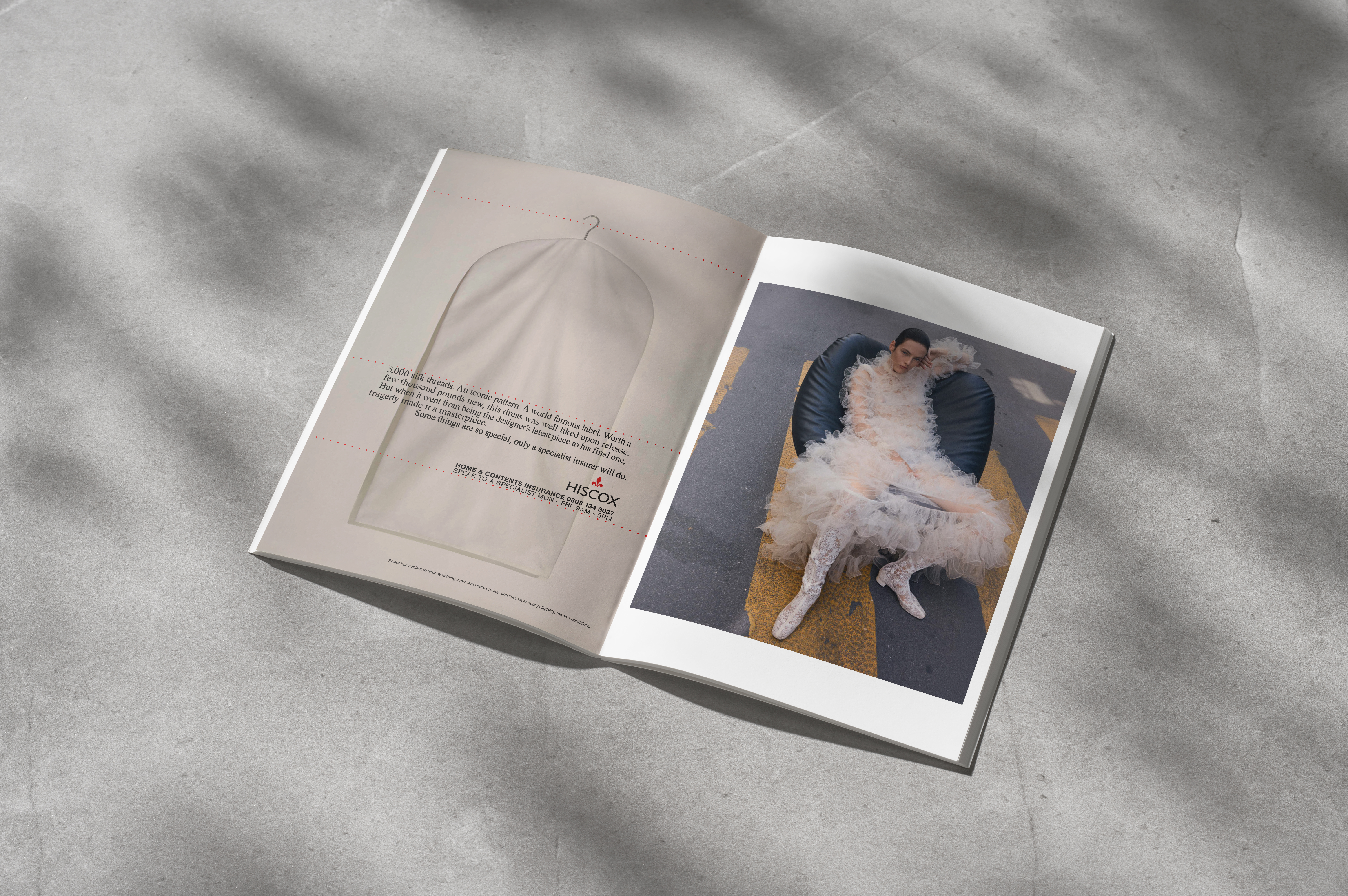 adverts for insurance in situ in a magazine