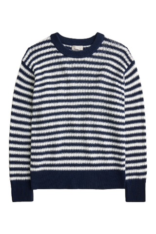 J.Crew Cashmere Relaxed Crewneck Sweater in Stripe (Was $168) 