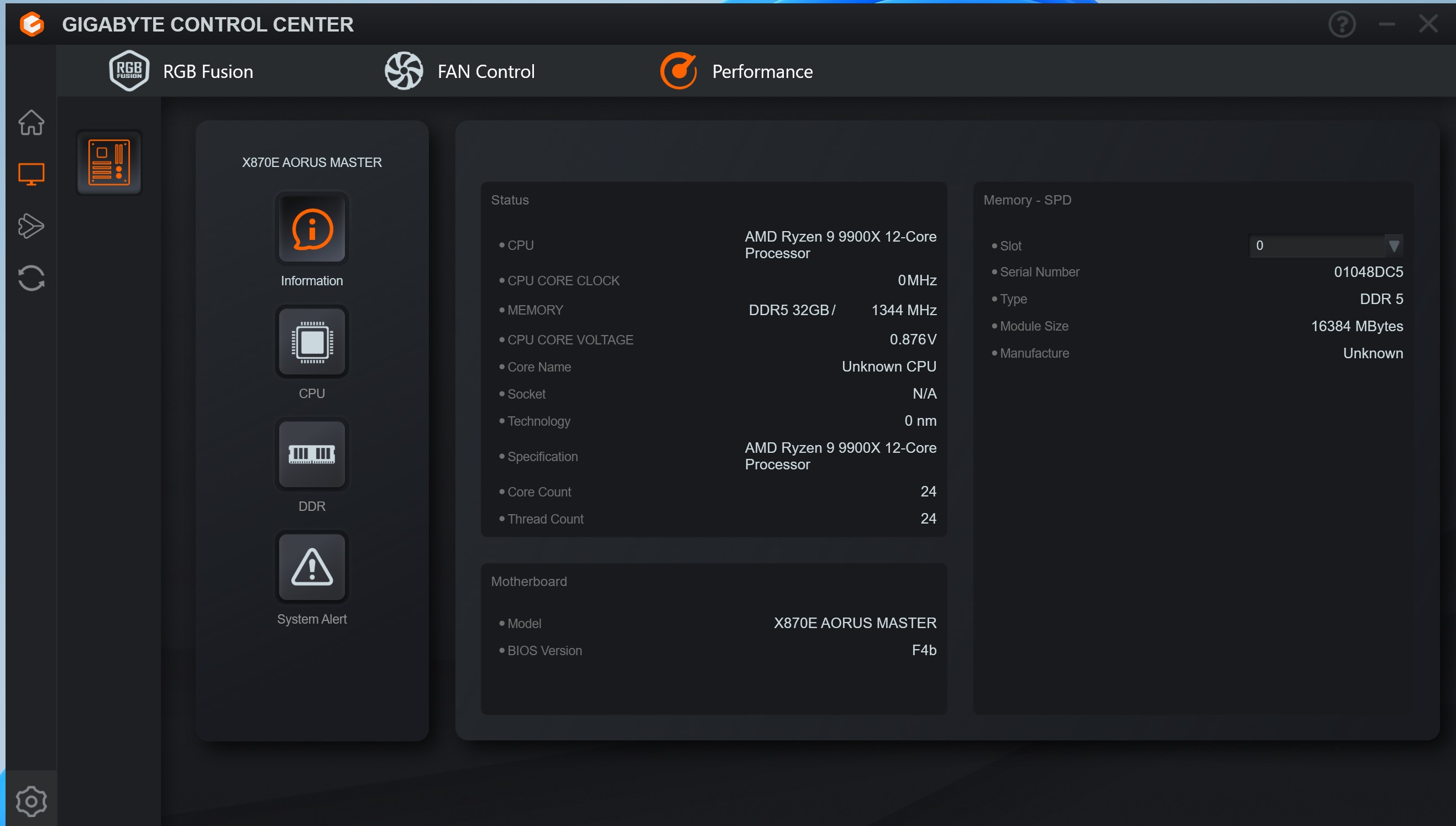 Gigabyte X870 Aorus Stealth - Gigabyte Control Center