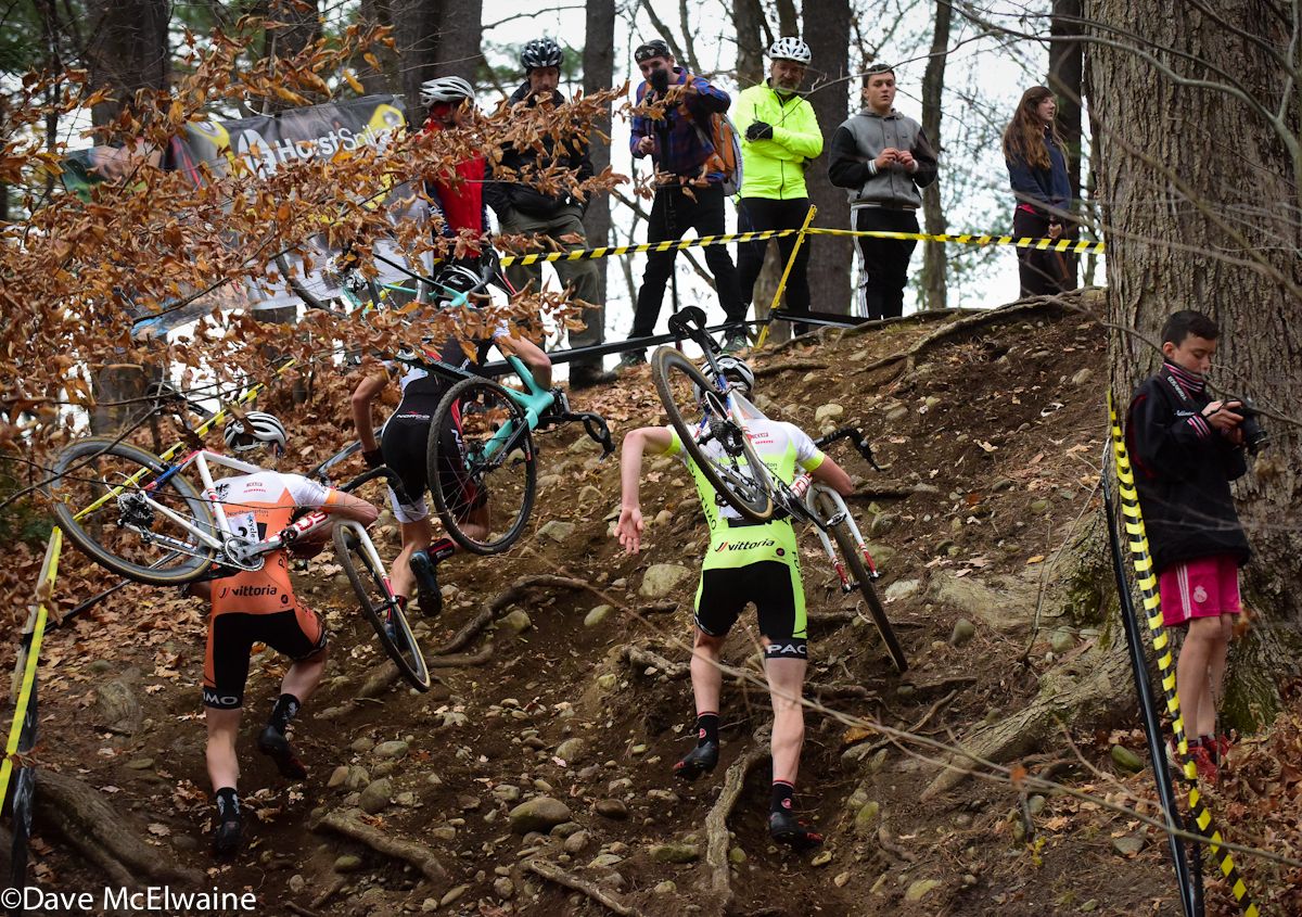 The Elite Men struggle to get up the steepest hill
