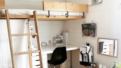 Wooden lofted bed