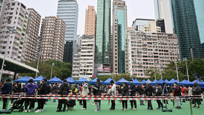 People queue for Covid-19 tests in Hong Kong
