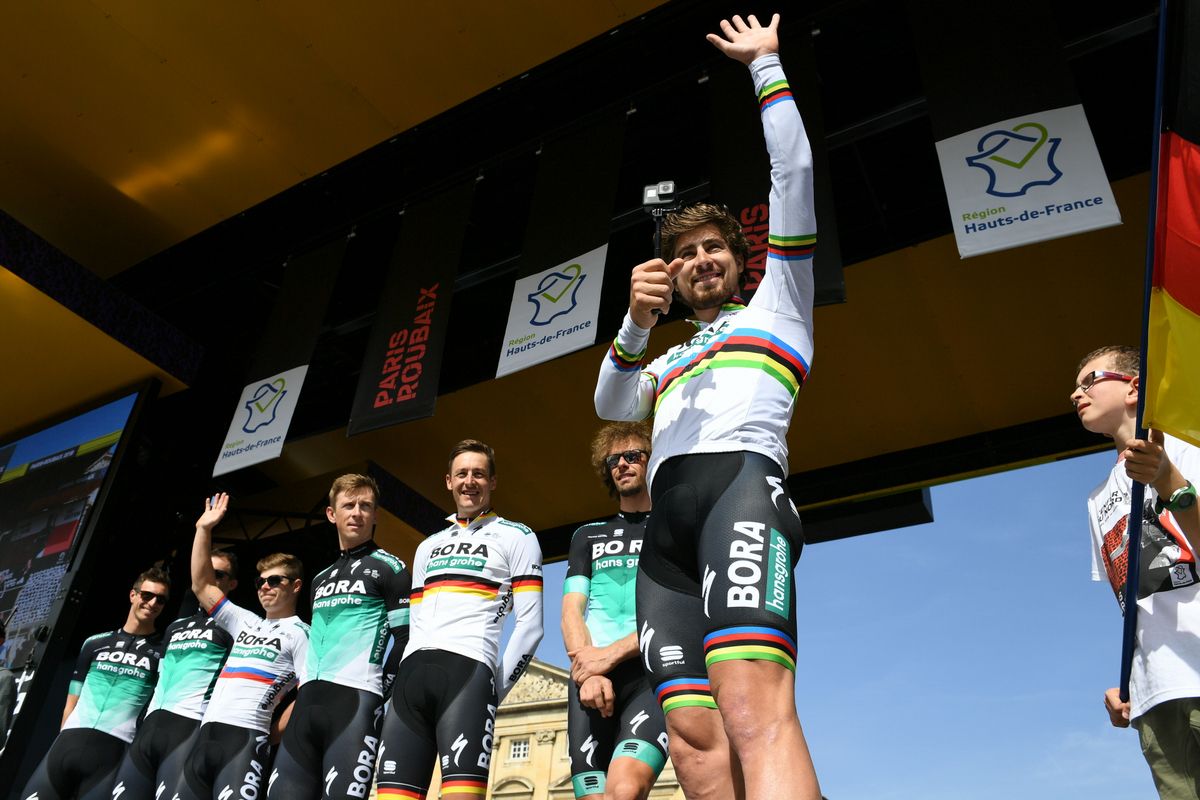 Peter Sagan and Bora-Hansgrohe enjoying time on stage
