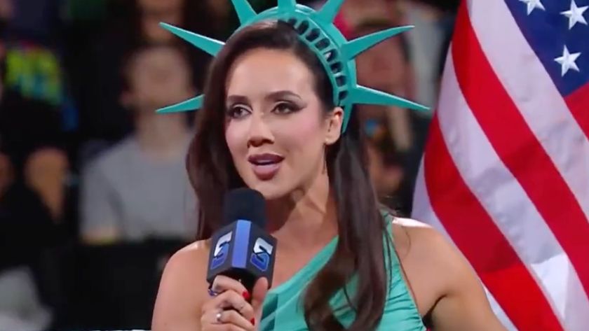 Chelsea Green giving her first address after becoming the inaugural United States Champion