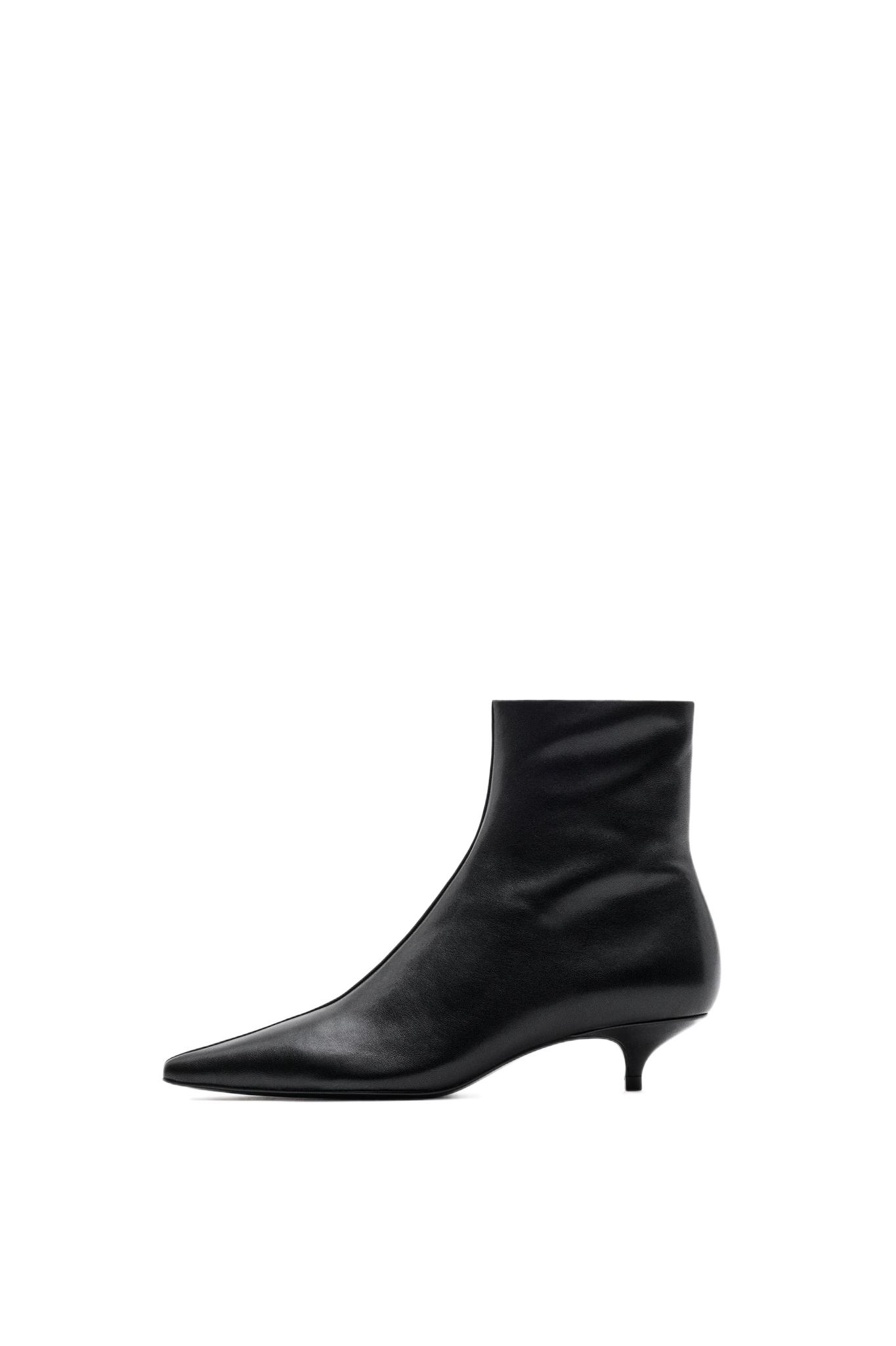 Massimo Dutti Leather Low-Heel Ankle Boot