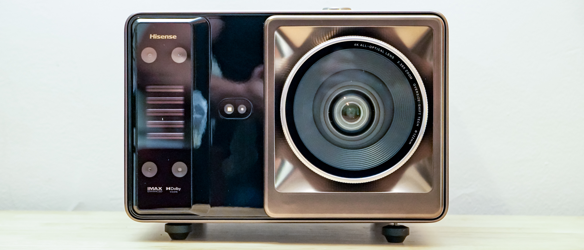 A Hisense XR10 Projector on a table