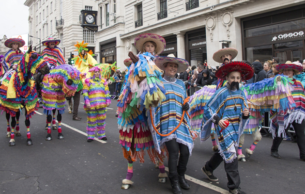 Mexico Section bring colour and fun to the parade. Photo by Jo Monck
