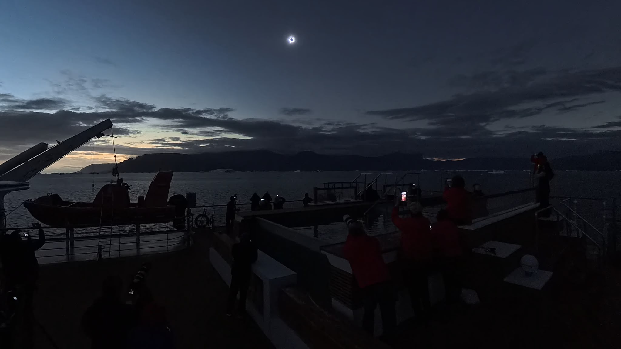 solar eclipse from a boat