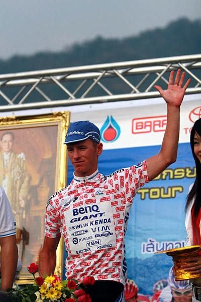 Crawford in the climber's jersey in Siam