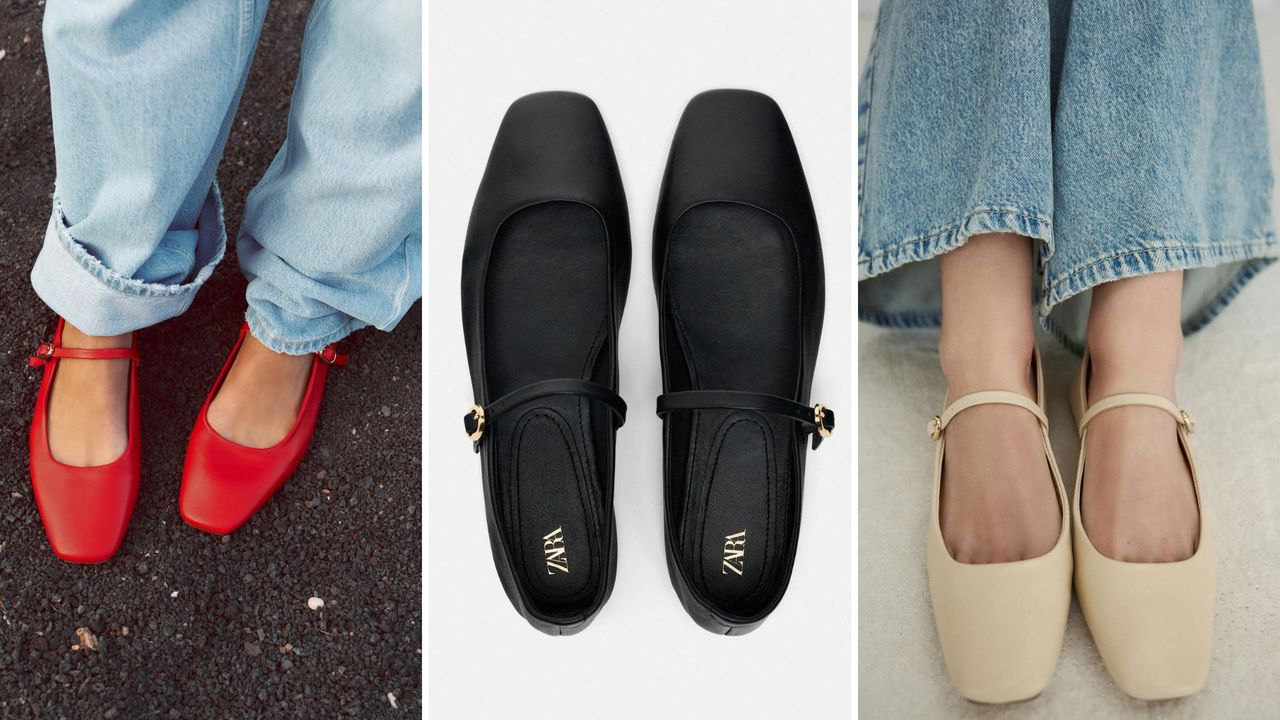 Zara leather ballet flats 