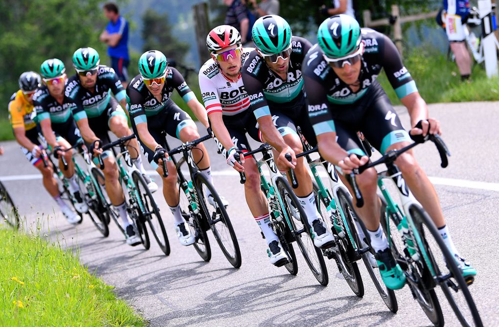 Bora-Hansgrohe ride for Peter Sagan during stage 4 at Tour de Suisse