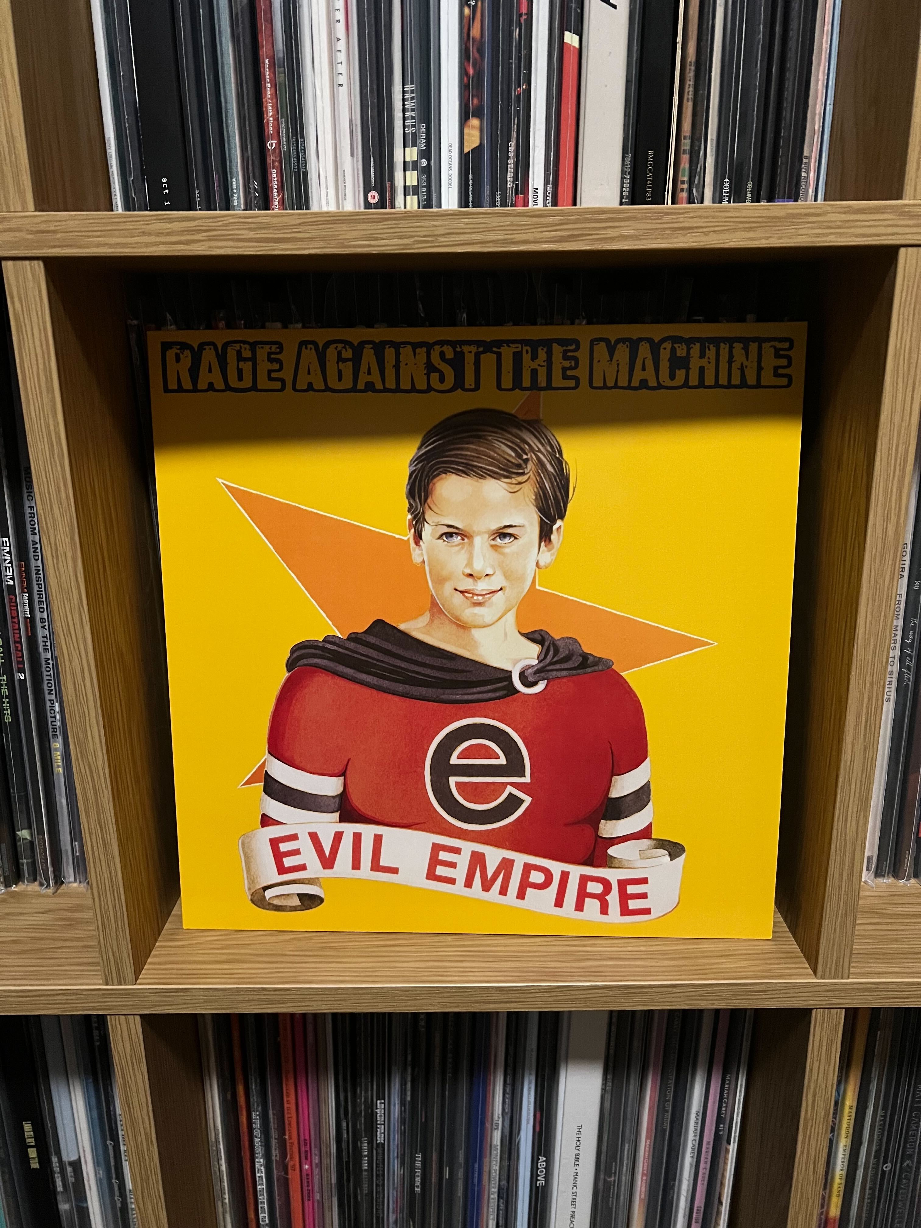 Rage Against the Machine Evil Empire album on rack portrait
