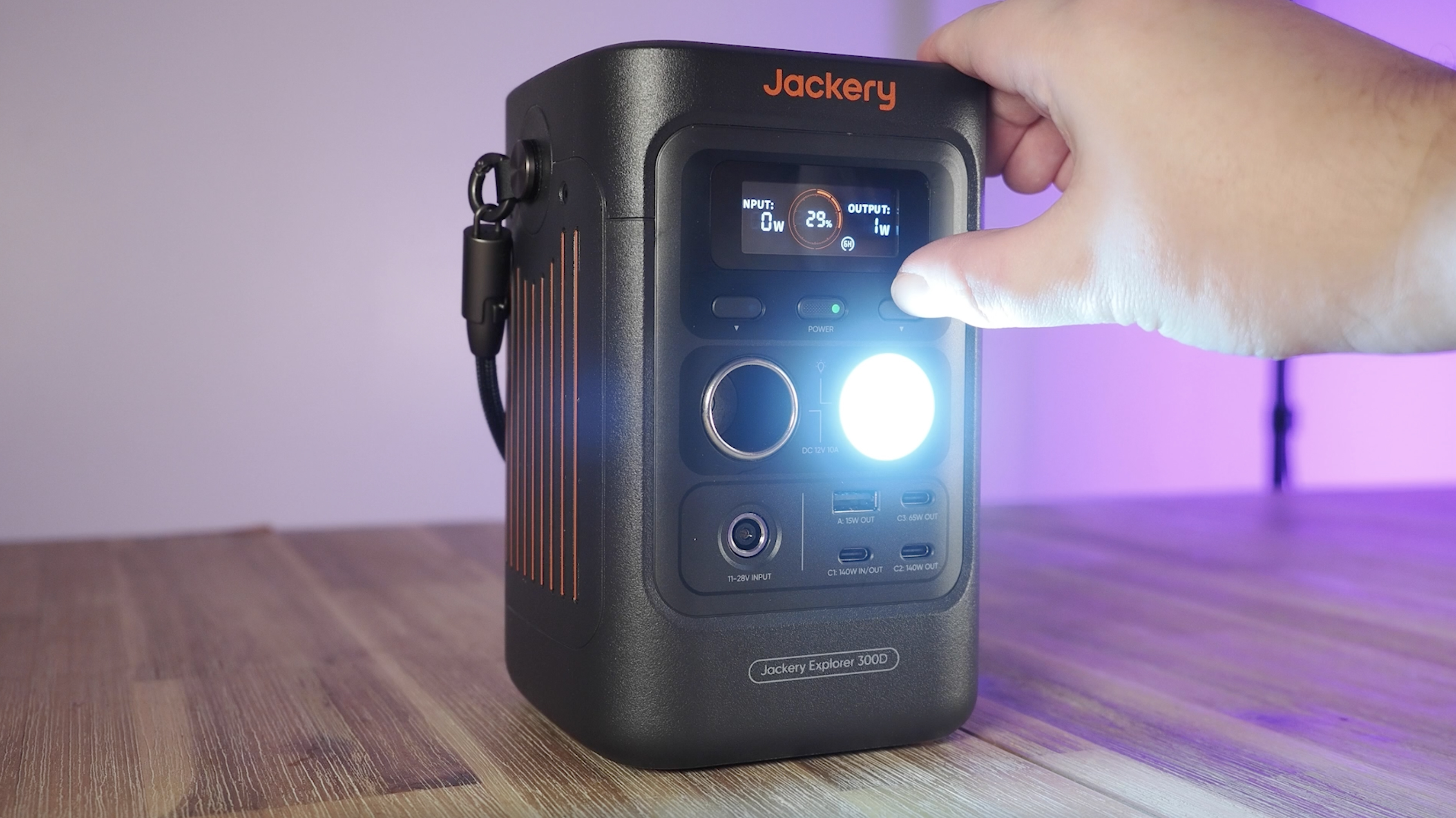 Jackery Explorer 300D on a wooden surface