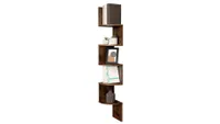 Lundquist Corner Bookcase in rustic brown