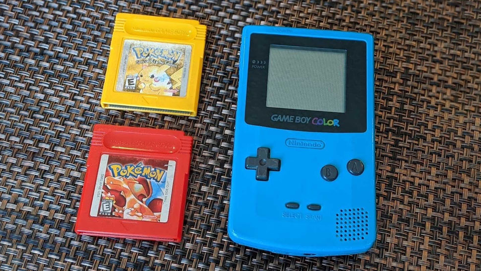 Game Boy Color with Pokemon Yellow and Red