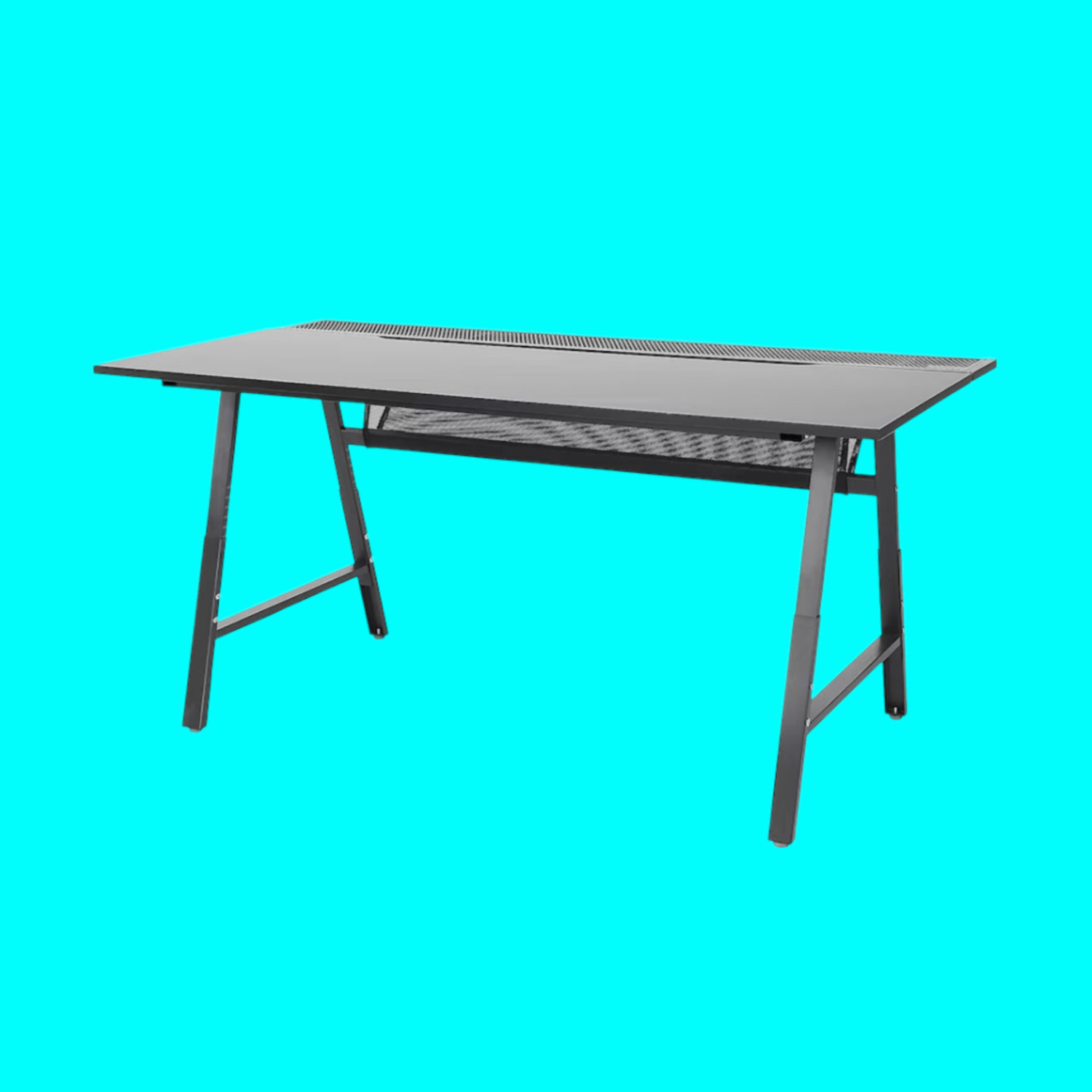 Ikea Utespelare gaming desk against a light blue background