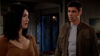 Steffy (Jacqueline MacInnes Wood) and Finn (Tanner Novlan) in The Bold and the Beautiful