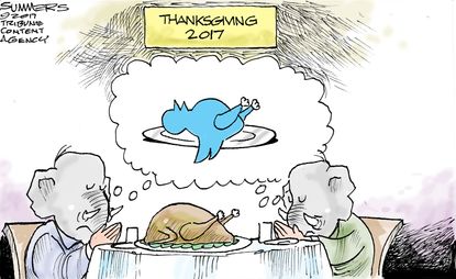 Political cartoon U.S. Trump tweets GOP thanksgiving