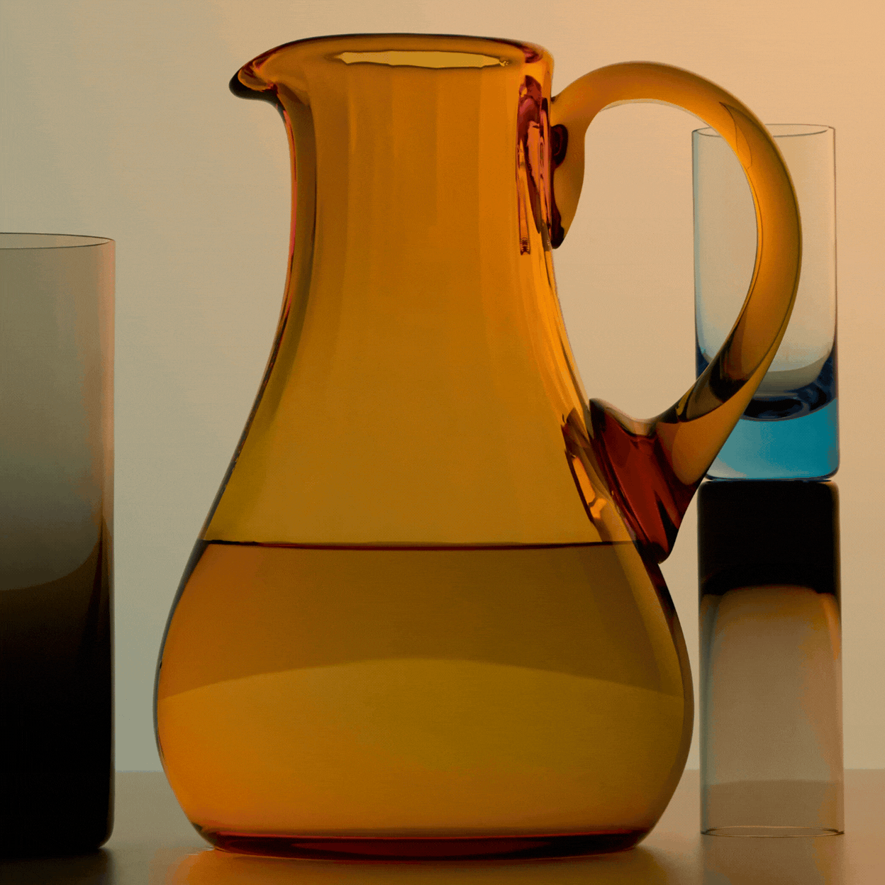 Rotating gif showing an amber-tinted water jug.