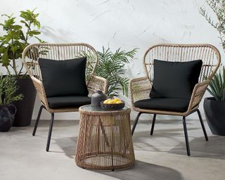 Patio furniture deals at Amazon wicker chair and table set on patio