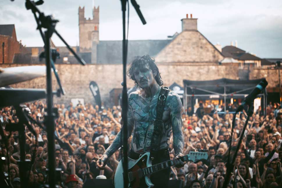 Justin Hawkins onstage at King John’s Castle. Limerick