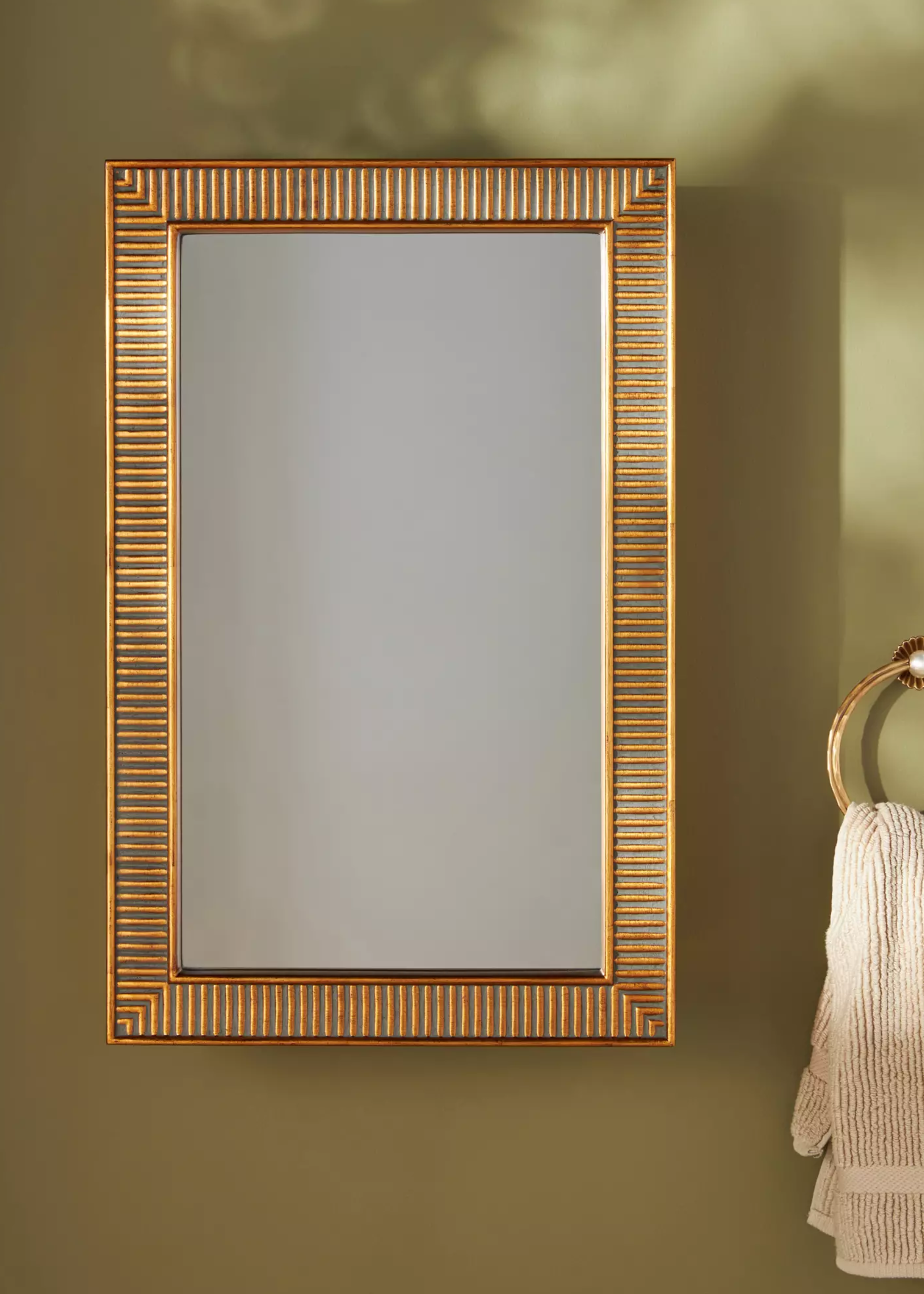 Abbott Antique Gold Resin Mirrored Bathroom Wall Cabinet