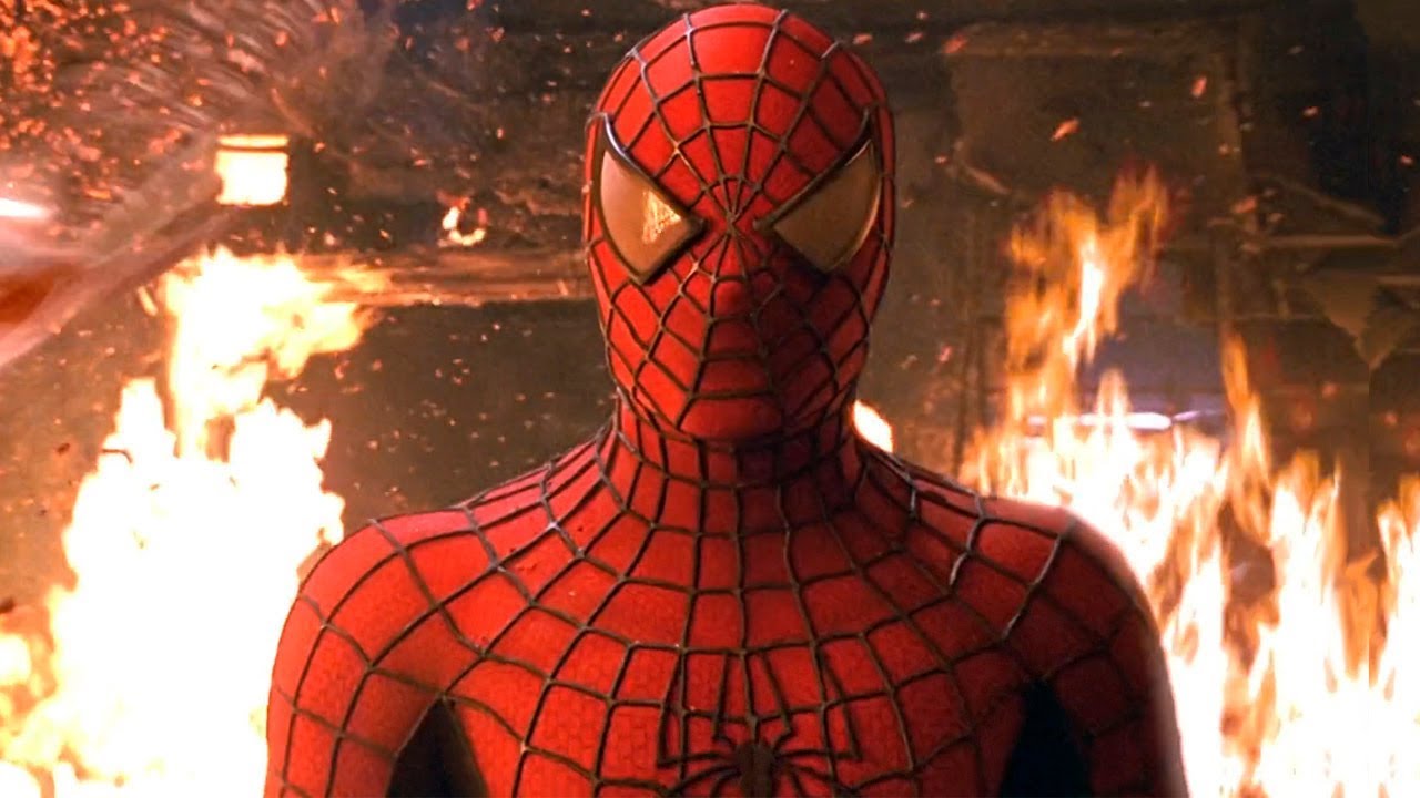 Tobey Maguire suited up in Spider-Man 2002 movie