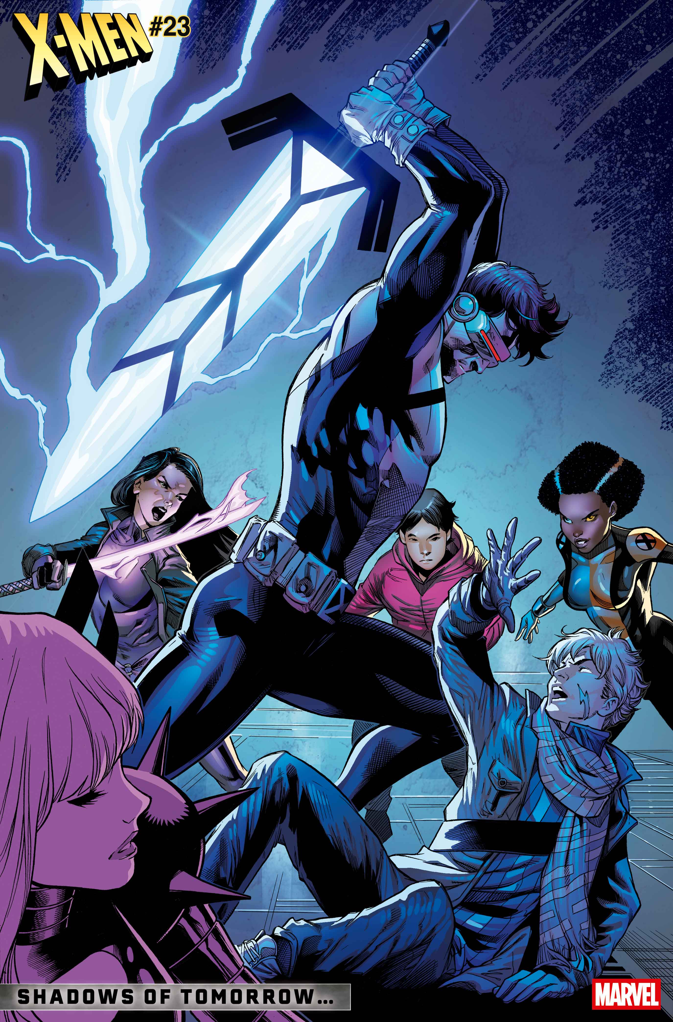 Cyclops brandishing Magik's Soul Sword against Cypher