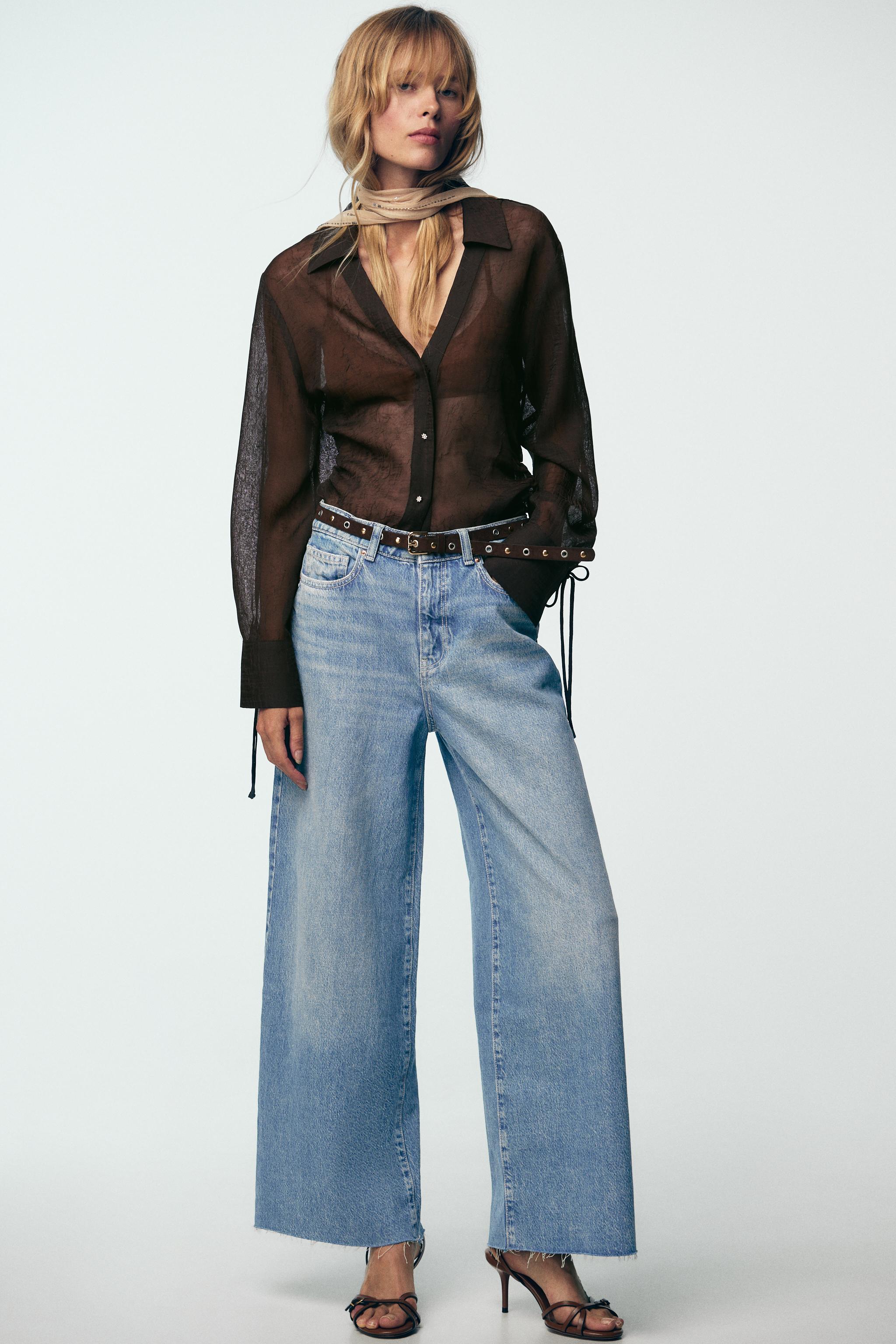 Z1975 Wide-Leg Cropped High-Waist Jeans With Belt