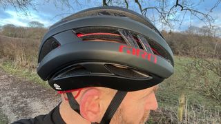 Giro Aries bike helmet being worn by a man