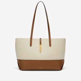 The Tokyo Tote | Salt & Pepper Canvas Tan Smooth | Demellier