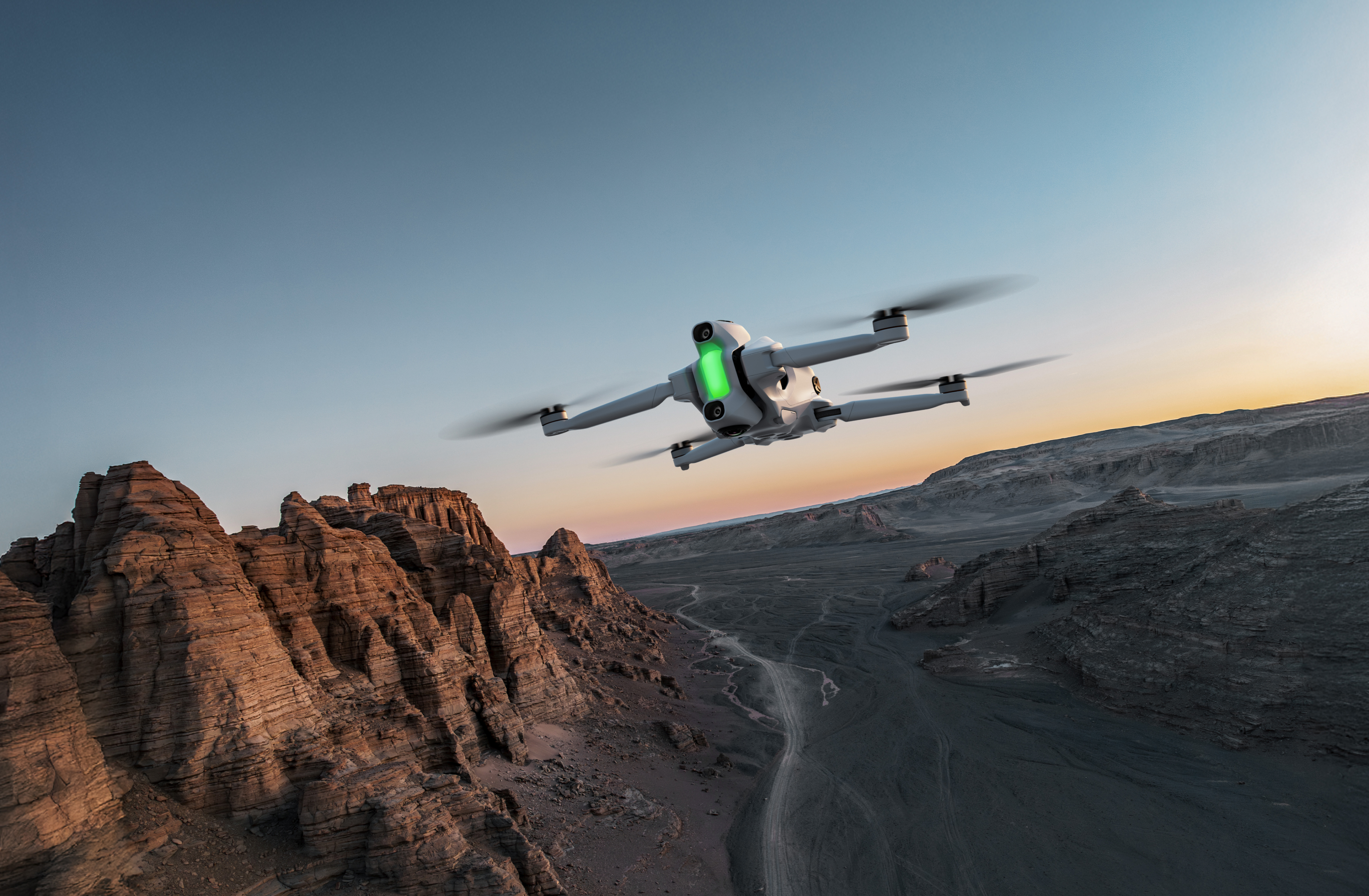 Antigravity A1 drone in flight by the sea