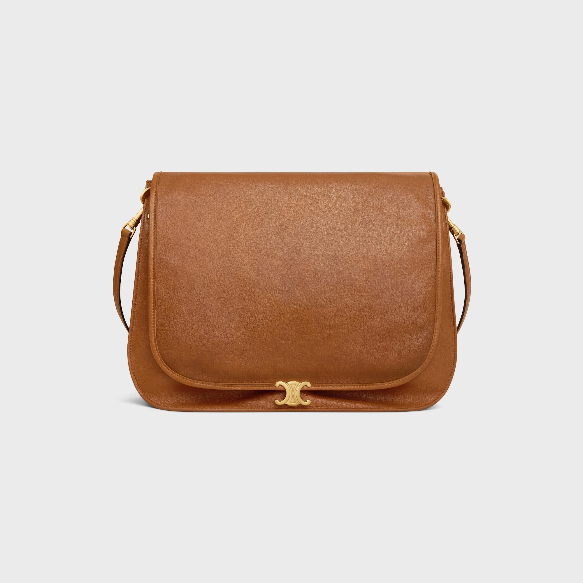 CELINE, Soft Triomphe Besace in Supple Shiny Lambskin in Soft Tan
