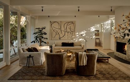 A living room layered with texture