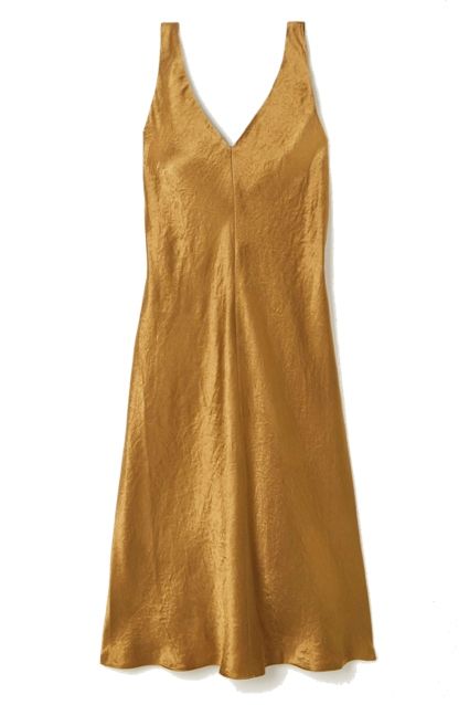 VINCE Crinkled satin midi dress