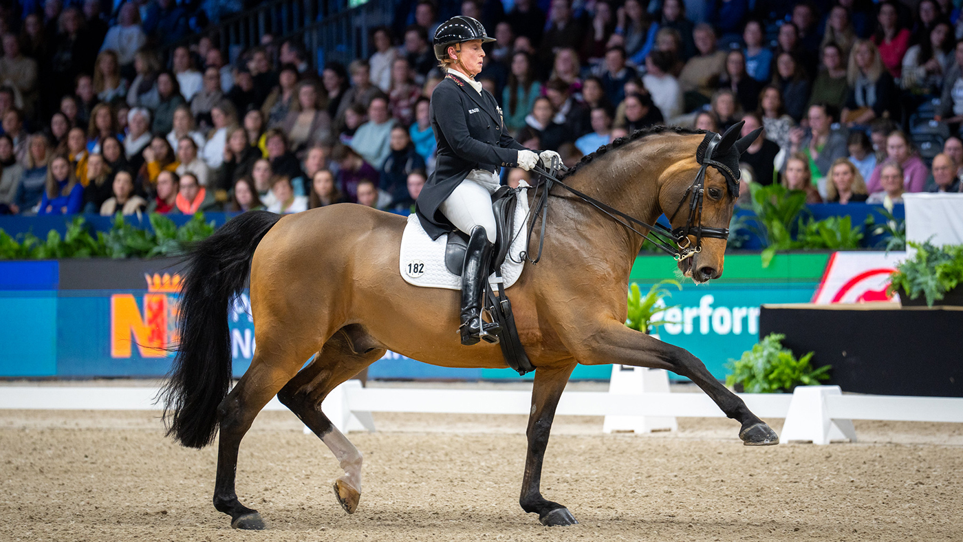 Isabell Werth riding Emilio 107 at the Amsterdam World Cup qualifier in 2023
