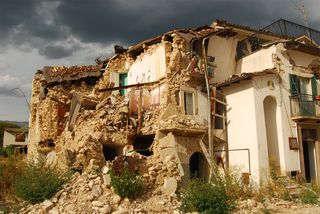 destruction from the L'Aquila earthquake in Italy