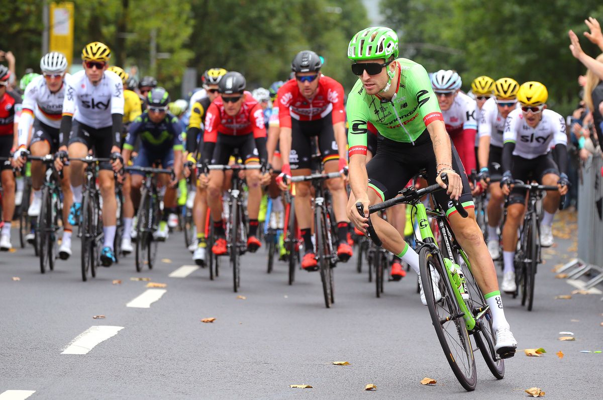 Taylor Phinney (Cannondale-Drapac) before joining the breakaway