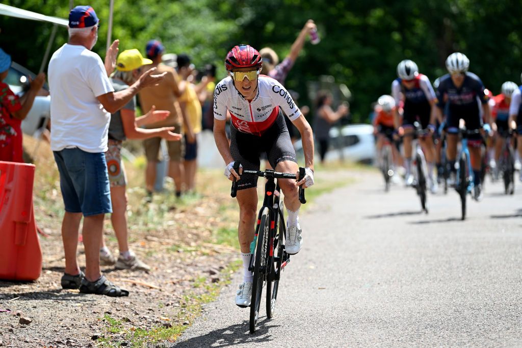 PLANCHE DES BELLES FILLES FRANCE JULY 31 Rachel Neylan of Australia and Team Cofidis Fminin competes in the chase group during the 1st Tour de France Femmes 2022 Stage 8 a 1233km stage from Lure to La Super Planche des Belles Filles TDFF UCIWWT on July 31 2022 in Planche des Belles Filles France Photo by Dario BelingheriGetty Images