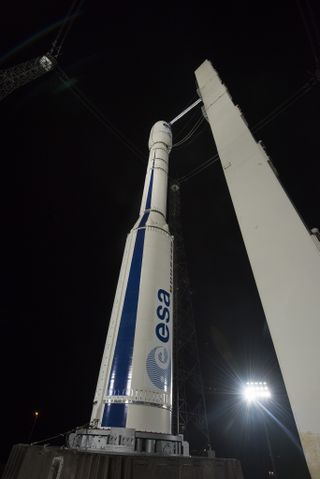 Vega flight VV09 with Sentinel-2B stands ready on the launch pad