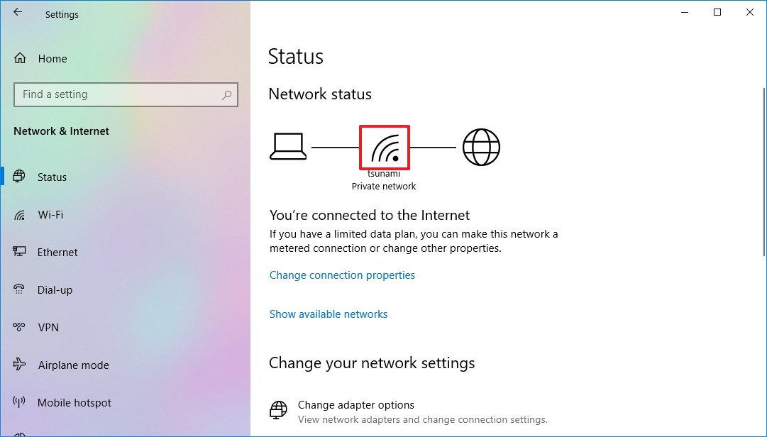 Wireless signal quality in Status settings