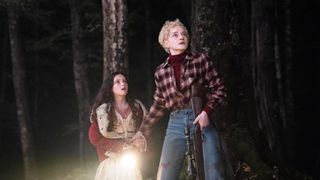 Matilda Firth and Julia Garner in "Wolf Man" (2025)