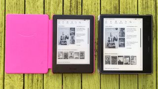 The Kindle for Kids sat next to the Amazon Kindle Oasis