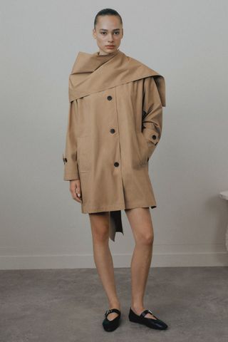 Massimo Dutti Cotton Trench Coat with Scarf