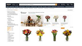 Amazon flowers review: Image shows the Amazon flowers homepage. 