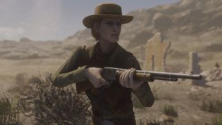Fallout 4 mod New Vegas Companion Veronica holding a gun