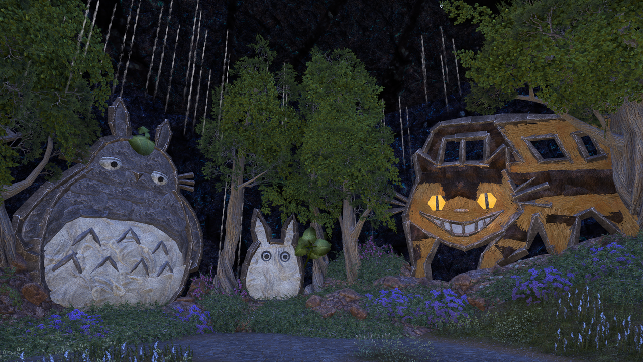 An image of several Ghibli-esque murals in The Elder Scrolls Online.