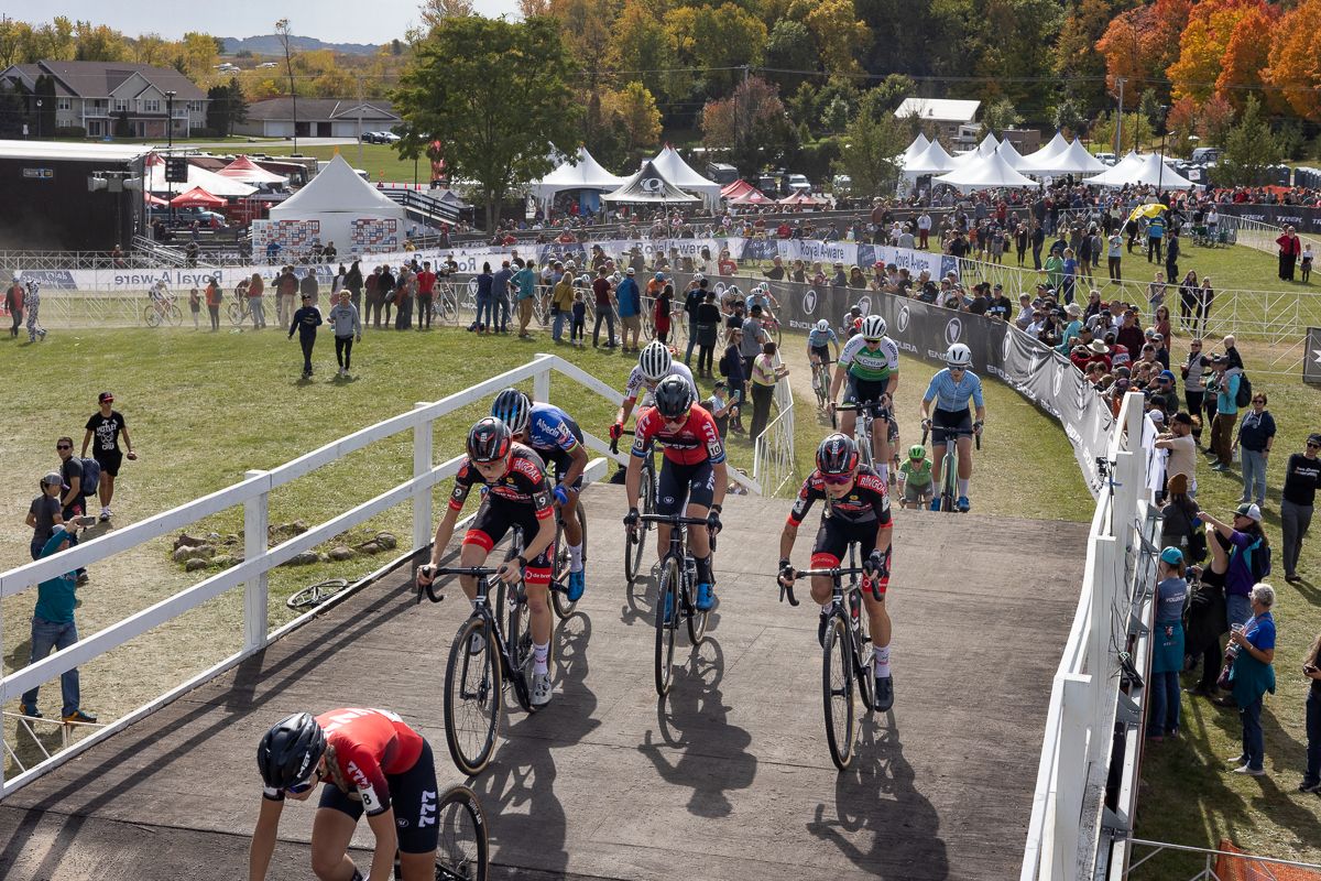 Inge Van Der Heijden (777) lead the women's field over the flyover for the first time.