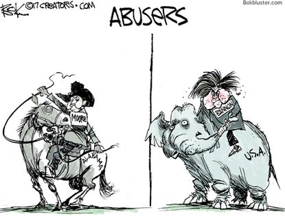 Political cartoon U.S. Roy Moore Stephen Bannon GOP sexual assault