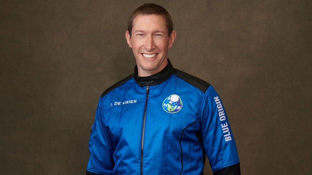 Blue Origin&#039;s official portrait of Glen de Vries, taken ahead of his New Shepard NS-18 spaceflight in 2021.